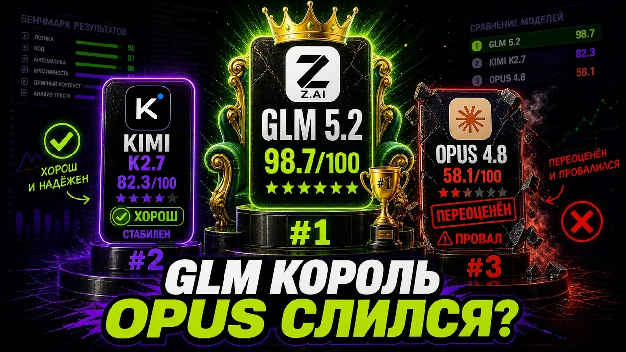 Обзор GLM 5.2: китайская модель обгоняет Claude Opus 4.8