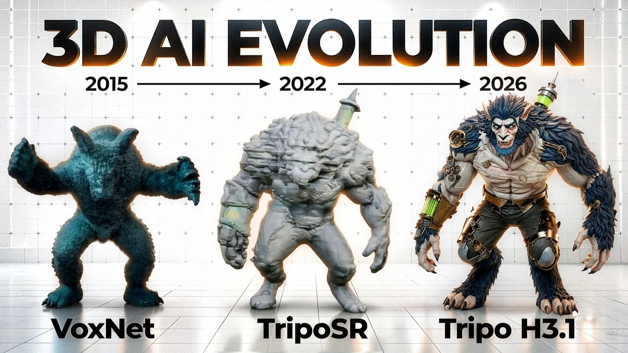 Evolution of 3D AI Generation - Timeline from 2015 to 2026