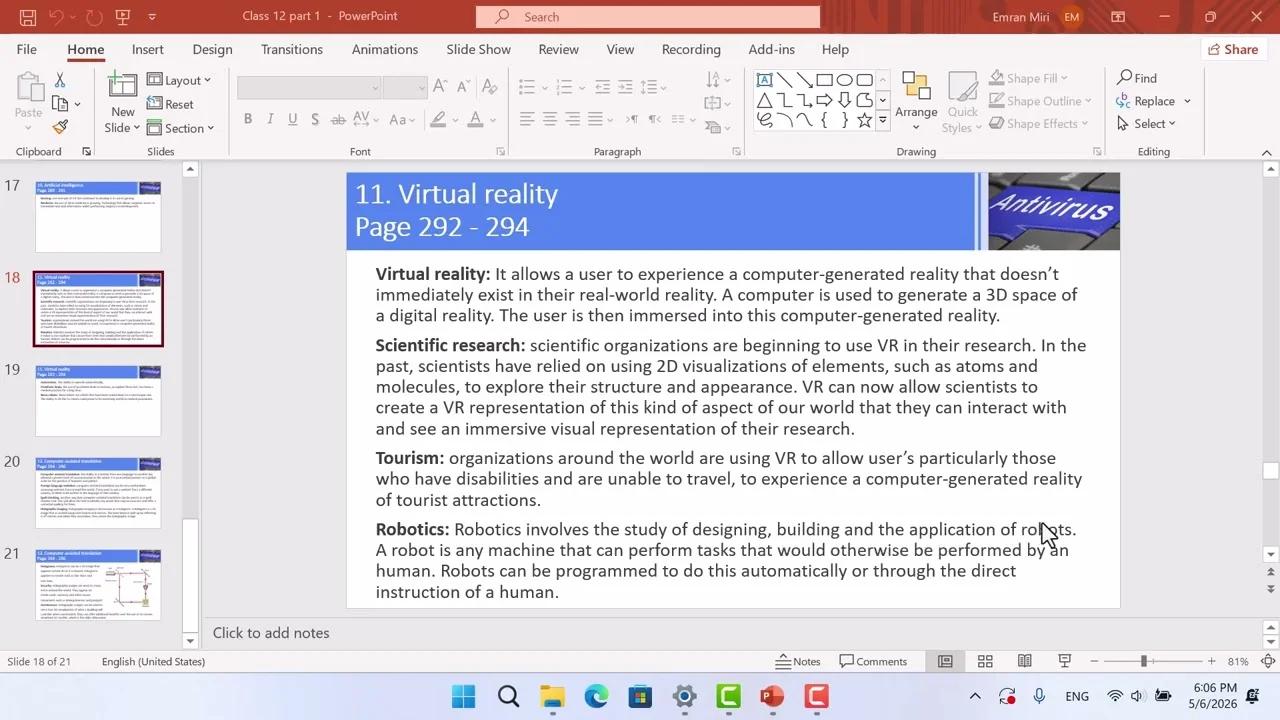 Virtual Reality and Related Technologies